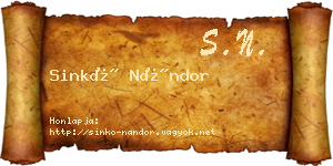 Sinkó Nándor névjegykártya